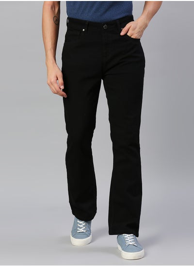 Buy Men Black Bootcut Stretchable Cotton Jeans in UAE