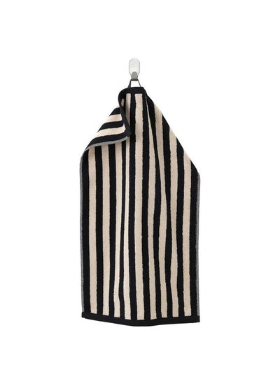 Buy Hand Towel Black And Light Beige Striped 40X70 Cm in Saudi Arabia