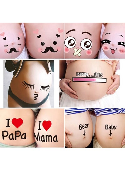 Buy ® Cute Facial Expressions Women Pregnancy Belly Stickers Maternity Photography Props(10 Sheets) in UAE