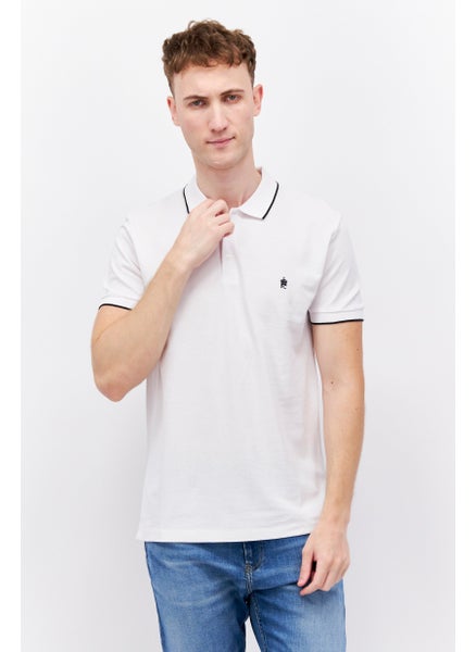 اشتري Men Regular Fit Brand Logo Short Sleeve Polo Shirt, White/Marine في الامارات