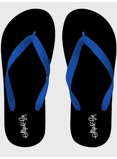 Buy black basic slipper with blue strap in Egypt