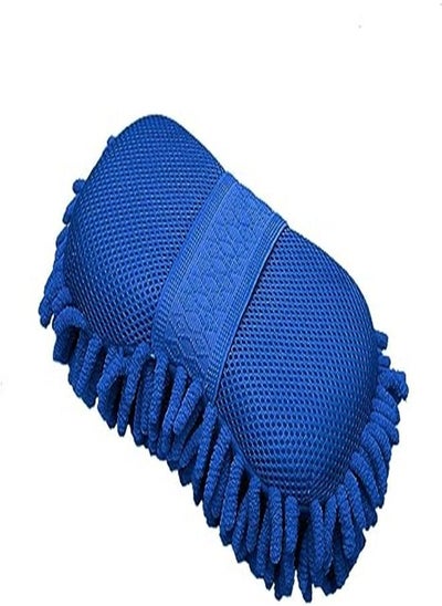 اشتري Goolsky Car Wash Sponge,  Car Washing Two Sided Mop Premium Microfiber Scratch-Free Wash Mitten for Brush Auto Exterior Interior Cleaning Care Accessories, Lint Free, Blue في الامارات