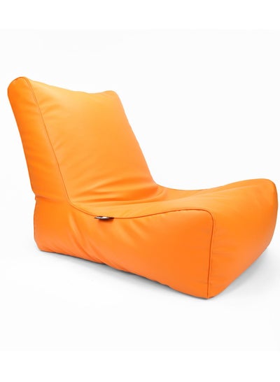 Buy Luxe Decora Sereno Recliner Lounger Faux Leather Bean Bag with Filling Orange in UAE