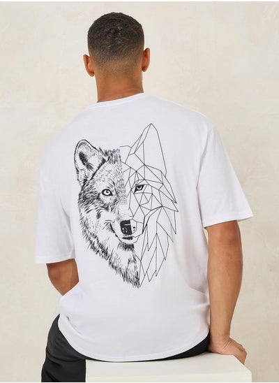 Buy Wolf Graphic Print Oversized T-Shirt in Saudi Arabia