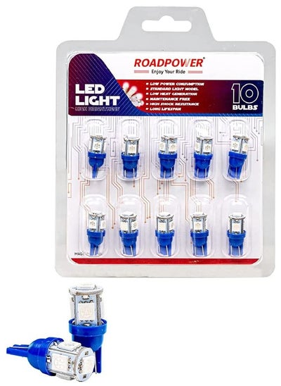 اشتري T10 LED Bulb, 8000K T10 LED Bulb, 6000K Bright Blue Color, Universal Fit Used for Car Interior, Dome Light, License Plate Light, Parking Light, RP-DIM10-5SMD-BL, (Pack of 10 Pcs) في الامارات