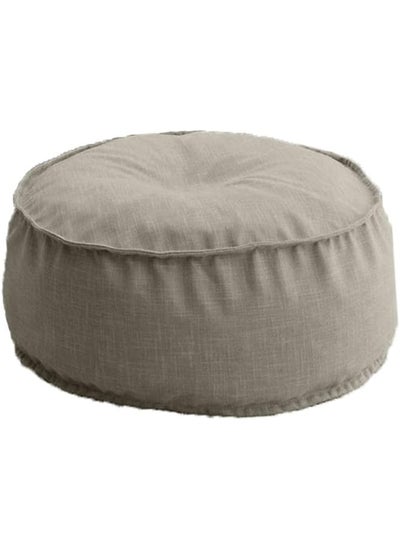 Buy New York Round Ottomans Floor Linen Cushion Light Beige in Saudi Arabia