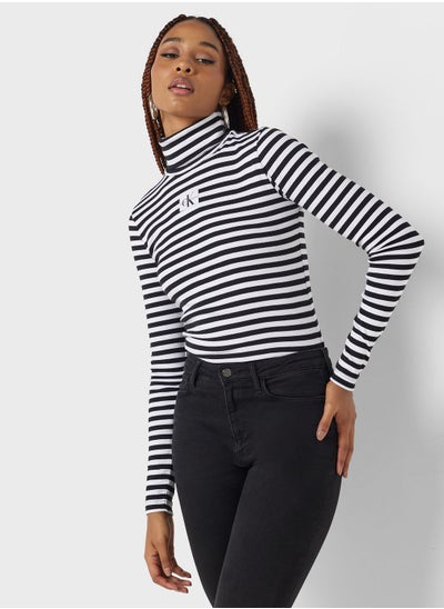 Buy High Neck Striped Sweater in Saudi Arabia