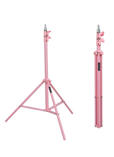 اشتري COOPIC L210 Adjustable Lightweight Sturdy Aluminum Tripod Stand with Maximum height 210cm / 7f / 83inch and 1/4 Screw fit for Reflectors Softboxes Lights Umbrellas etc, Max. Load 7kg Pink Color في الامارات