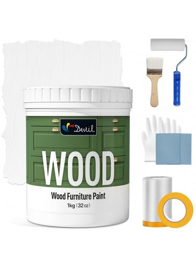 Buy DWIL Matte Finish Furniture Paint - 32 Oz All-in-One Kit for Cabinets, Doors, Tables, and Dressers Refinishing - Water-Based, Non-Toxic & Odorless, Easy to Apply(White)-With Tools in UAE