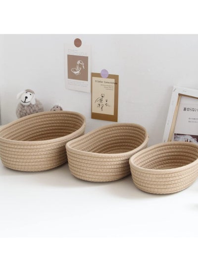 اشتري Extra Large Decorative Woven Cotton Rope Basket, Laundry Basket Blanket Basket Baby and Dog Toy Storage Baskets Bin, Kid Laundry Hamper, (3PCS Khaki SML) في الامارات