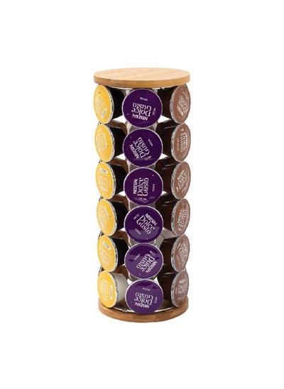 Buy 36-Dolce Gusto Coffee Capsule Rotating Holder Silver and Brown 358 x 135 x 135 mm CH-7130B in Saudi Arabia