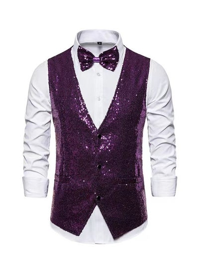 Buy New Men's Fashionable Sequined Suit Vest in UAE