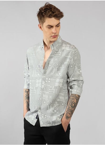 اشتري Relaxed Fit Poly/Cotton Mock Lino Stripes Shirt – Elegant and Comfortable في الامارات