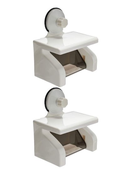 Buy 2 Pieces Tissue Paper Holder With Magic Suction Cup White in Saudi Arabia