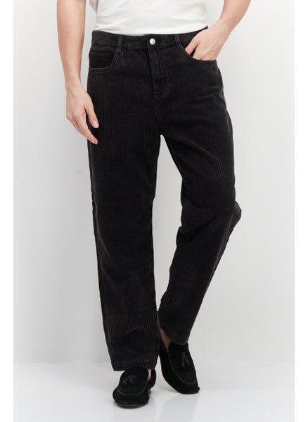 Buy Men Relaxed Fit Textured Pant, Black in Saudi Arabia