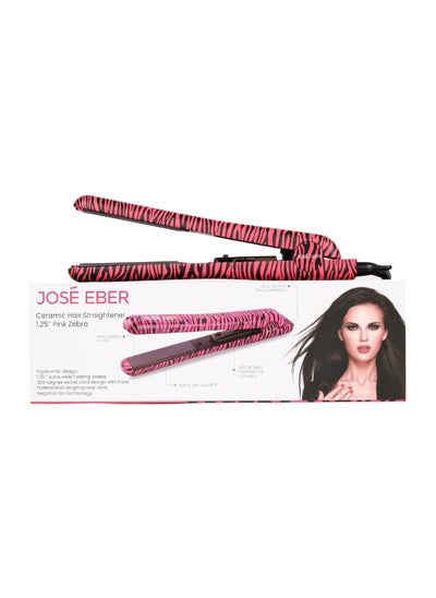 اشتري Pure Ceramic Flat Iron - Frizz-Free Styling Hair Straightener For Salon-Quality Results- Dual Voltage Travel Iron Pink Zebra في الامارات