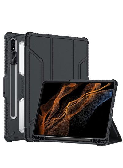 Buy Nillkin Samsung Galaxy Tab S8 11 Inch Case with Pencil Holder and Sliding Camera Protector with Trifold Stand and Smart Auto Sleep Wake Function, Black in Egypt