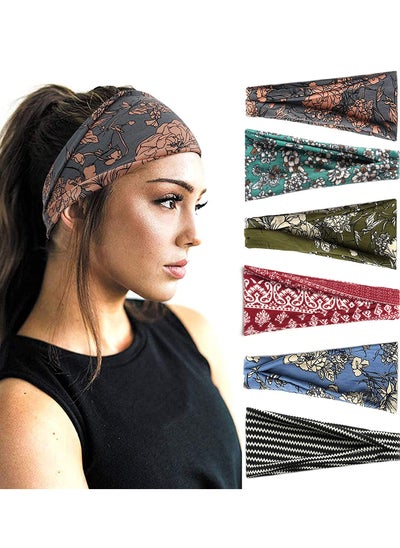 اشتري 12 Pack Headbands for Women Non Slip Elastic Hair Bands Yoga Workout Running Sport Sweat Hair Wrap for Girls في الامارات