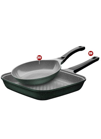 Buy Set of 2 pieces 28cm grill & 20cm Lava granite frying pan in Egypt