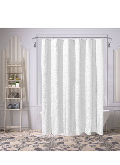 Buy Waterproof Shower Curtain Quick-Drying, Weighted Hem,Pleated Embossed,Washable Shower Curtains 180*180cm in Saudi Arabia