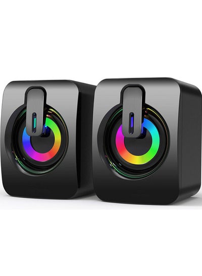 اشتري Computer USB Speakers System Stereo Bass SubwooferRGB  LED for Desktop Laptop PC في الامارات