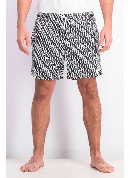 اشتري Men Graphic Font Boardshort, Black and White في السعودية