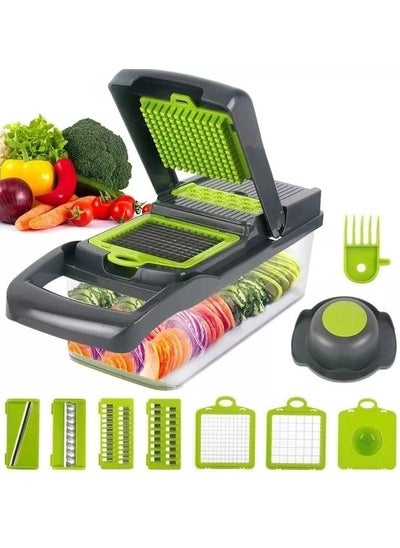 اشتري Vegetable Chopper, Pro Onion Chopper, Multifunctional 13 in 1 Food Chopper, Kitchen Vegetable Slicer Dicer Cutter,Veggie Chopper With 8 Blades,Carrot and Garlic Chopper With Container في السعودية