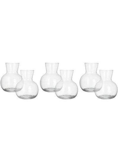 Buy Set of spherical vase-shaped glass cups, 6 pieces, 450 ml - transparent in Egypt