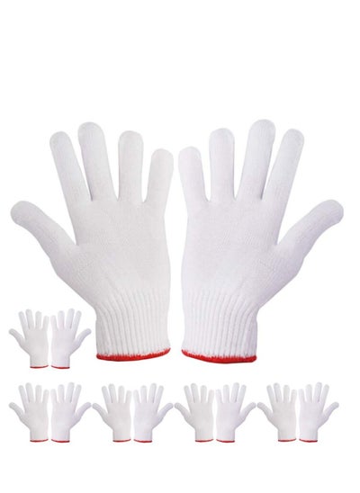 اشتري 6 Pairs Hand Working Gloves Safety Grip Protection Work Gloves Men Women BBQ Thicker Industry Knitted Cut Repair Gloves Durable String Knit Light Weight for Work Safety Thick Cotton في السعودية