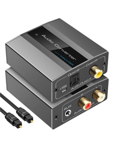 اشتري Analog to Digital Audio Converter RCA R/L to Optical with Optical Cable 3.5mmAUX Jack to Digital Toslink and Coaxial Audio Adapter for Soundbar في السعودية