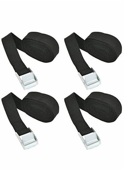 Buy 4 Pcs Fastening Straps with Buckle, 2.5m x 2.5cm Heavy Duty Tie Down Adjustable Straps Tension Straps Polypropylene Webbing Lashing Straps for Bike, Motorcycle, Car, Auto in UAE