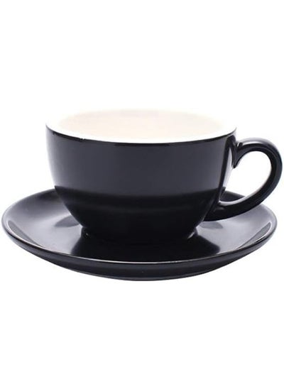 Buy Ceramic Coffee Cup With Plate Perfect For Mug Lovers Single or Double Espresso Cappuccino Latte and Tea 75ml in Saudi Arabia