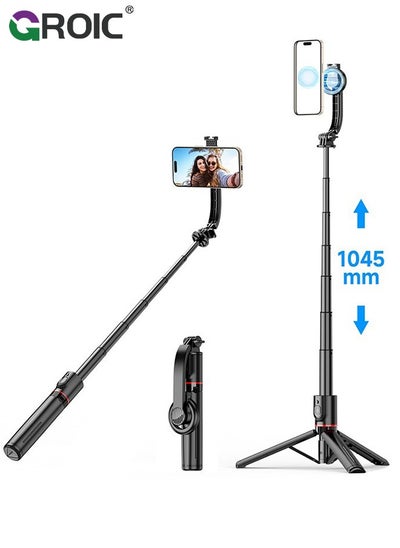 اشتري Black Magstick Selfie Stick Tripod with Remote Control, Portable Tripod, Cell Phone Holder Compatible with Magsafe iPhone 15/14/13/12 Pro MAx and Samsung Android Phone في السعودية