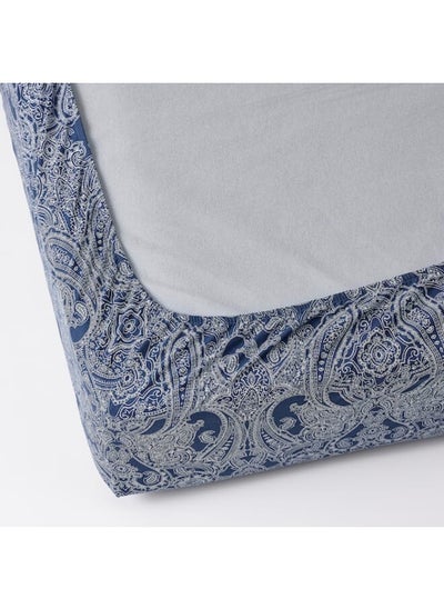 اشتري Fitted sheet, dark blue/white, 160x200 cm في السعودية