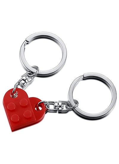 Buy Brick Keychain for Couples Friendship 2pcs Matching Heart Colorful Keychain Set for Girlfriend Boyfriend Couples Valentine's Day (Red) in UAE