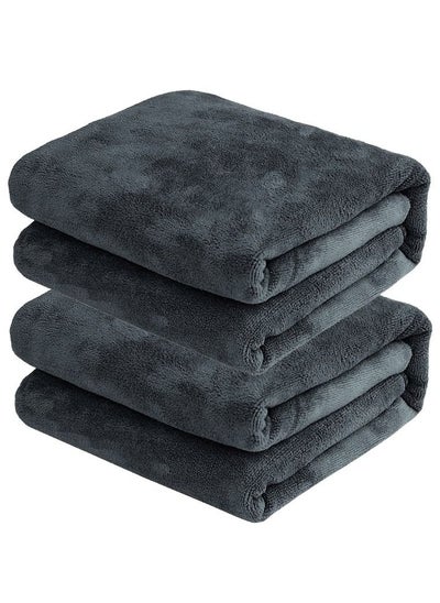 اشتري 2-Piece Microfiber Bath Towel 70*140cm, Soft, Durable, Super Absorbent and Fast Drying, Grey في الامارات