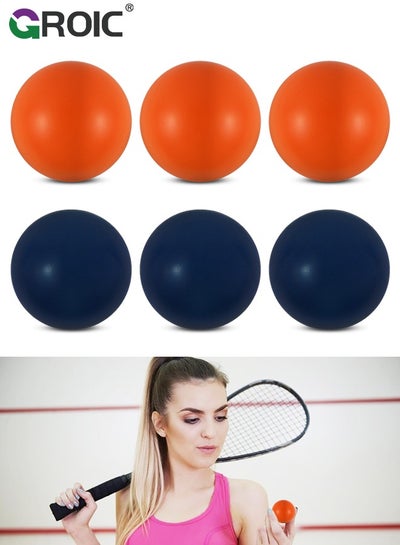 اشتري 6 Pcs Racquetball Squash Balls, 5.5 CM / 2.17” PU Squash Training Balls, Slow Elastic Squash Racket Balls for Beginner Racquetball Game Practice Training Competition Design في السعودية