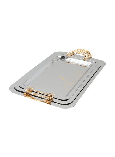 Buy A Rectangular Silver Steel Tofa Set With A Gilded Hand 3 Piece in Saudi Arabia