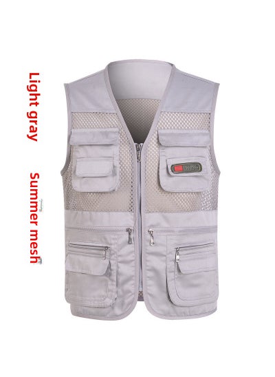 اشتري Breathable Mesh Fishing Vest Men Multi-Pocket Waistcoat Summer mesh Gray في الامارات