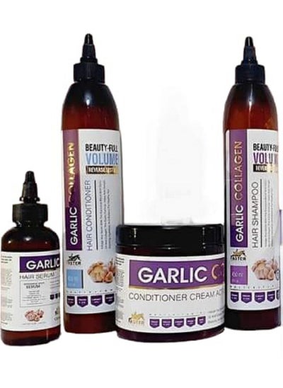 Buy Faster garlic hair loss treatment set consisting of shampoo, conditioner and cream bath serum in Egypt