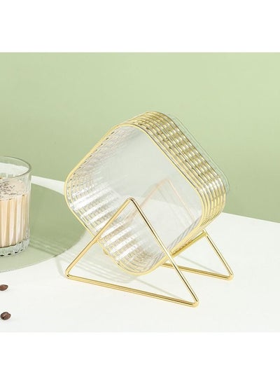 Buy 8 Pack Clear PET Plastic Plates Dessert Plates Snack Dishes With Rack 12.5*12.5*2.5cm For Home Kitchen Office in UAE