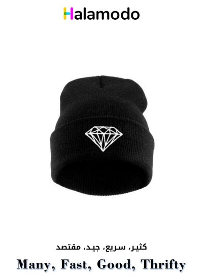 Buy Knitted Hat For Men And Women, Plush Hat, Diamond Pattern, Warm And Windproof for Autumn And Winter Casual Wear in Saudi Arabia