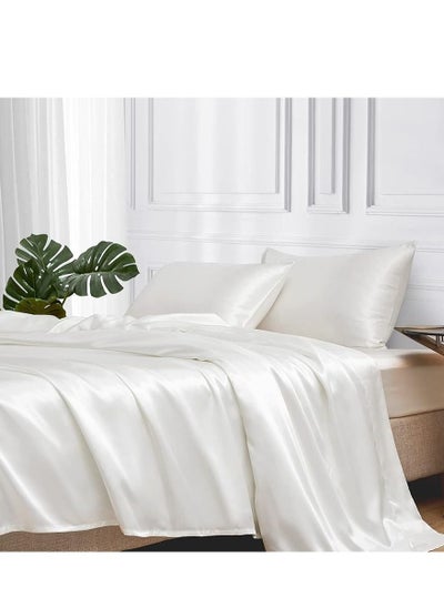 Buy Silky Queen Bedding Set 4-Piece (White) in Saudi Arabia