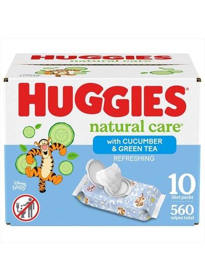 اشتري Huggies Natural Care Refreshing Baby Wipes, Hypoallergenic, Scented, 10 Flip-Top Packs (560 Wipes Total), Packaging May Vary في الامارات