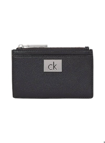 Buy Women's Ck Plaque Zipped Cardholder - Faux Leather, Black in UAE