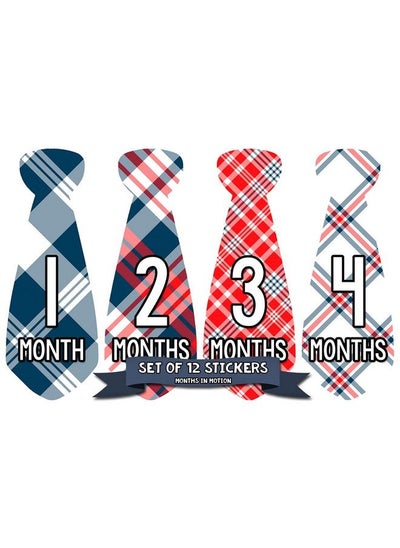 Buy Monthly Baby Tie Stickers Boy Month Milestone Necktie Sticker Onesie Month Sticker Infant Photo Prop For First Year Shower Gift Newborn Keepsakes in UAE