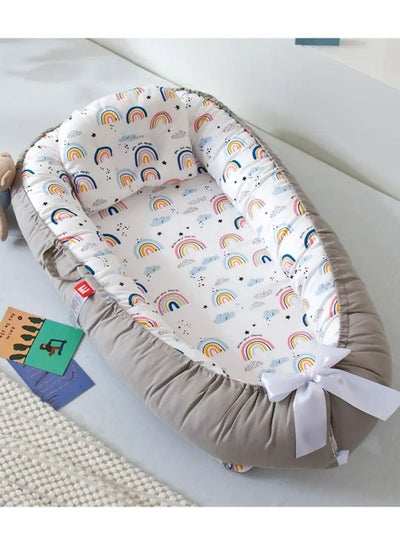اشتري Soft And Lightweight Portable Design With Printed Bassinet For Up To 0-12 Months, Baby Lounger Baby Nest  Cotton Newborn Bassinet Mattress for Baby في الامارات