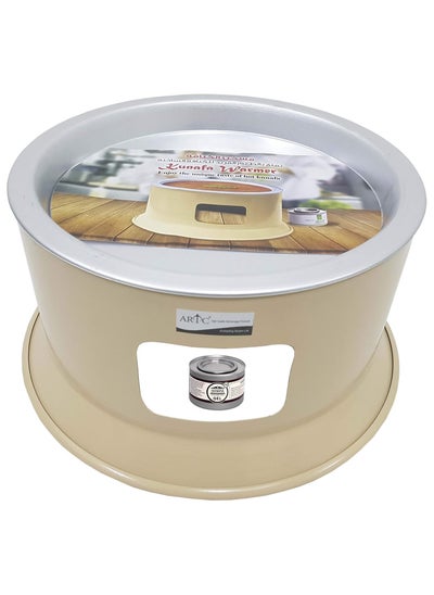 اشتري ARTC Portable Kunafa Warming Stand - Arabic Turkish Sweet Kunafa Dish - Cooking and Serving Dishes with a Diameter of 34 cm - Beige Aluminum Kunafa Heater في الامارات