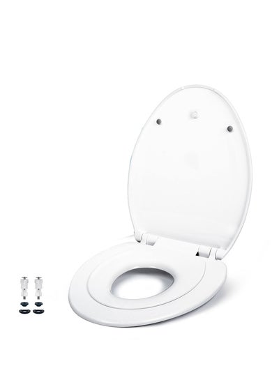 اشتري 2-in-1 Elongated Toilet Seat - Soft Close & Easy Clean - Built-In Toddler Seat for Potty Training - Little to Big Toilet Seat Attachment, Universal Toilet Seat, Dual Purpose Slow Drop Toilet Cover في الامارات