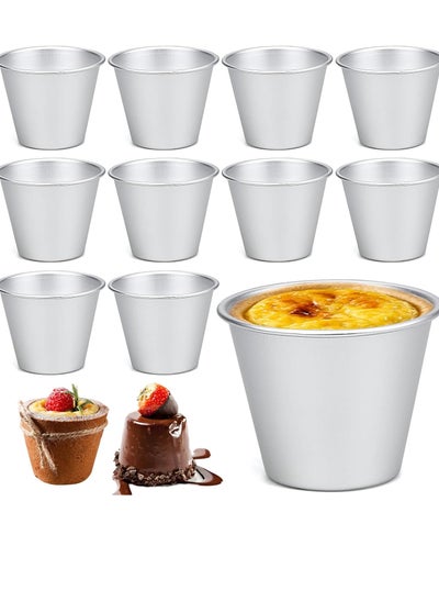 Buy 10 Pieces Pudding Moulds for Baking, Mini Aluminum Moulds for DIY Cooking Pudding, Cups Egg Tart Mold Muffin Cupcake (7.5 X 5.8) in Saudi Arabia